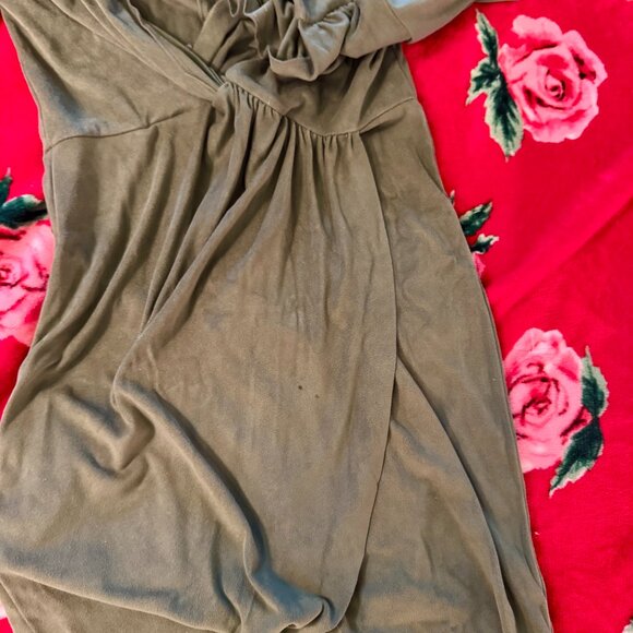 Kensie Olive Green Faux Suede Twist Front Tulip Hem Dress Women’s Size M - Picture 7 of 13